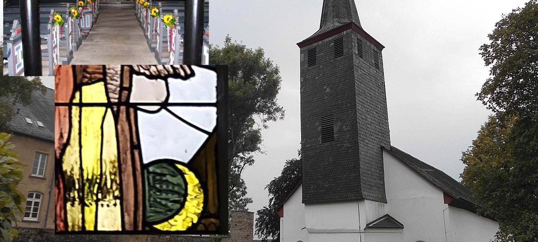 Kirchenfenster der St. Martinuskirche in Burg zeigt Mondlandung