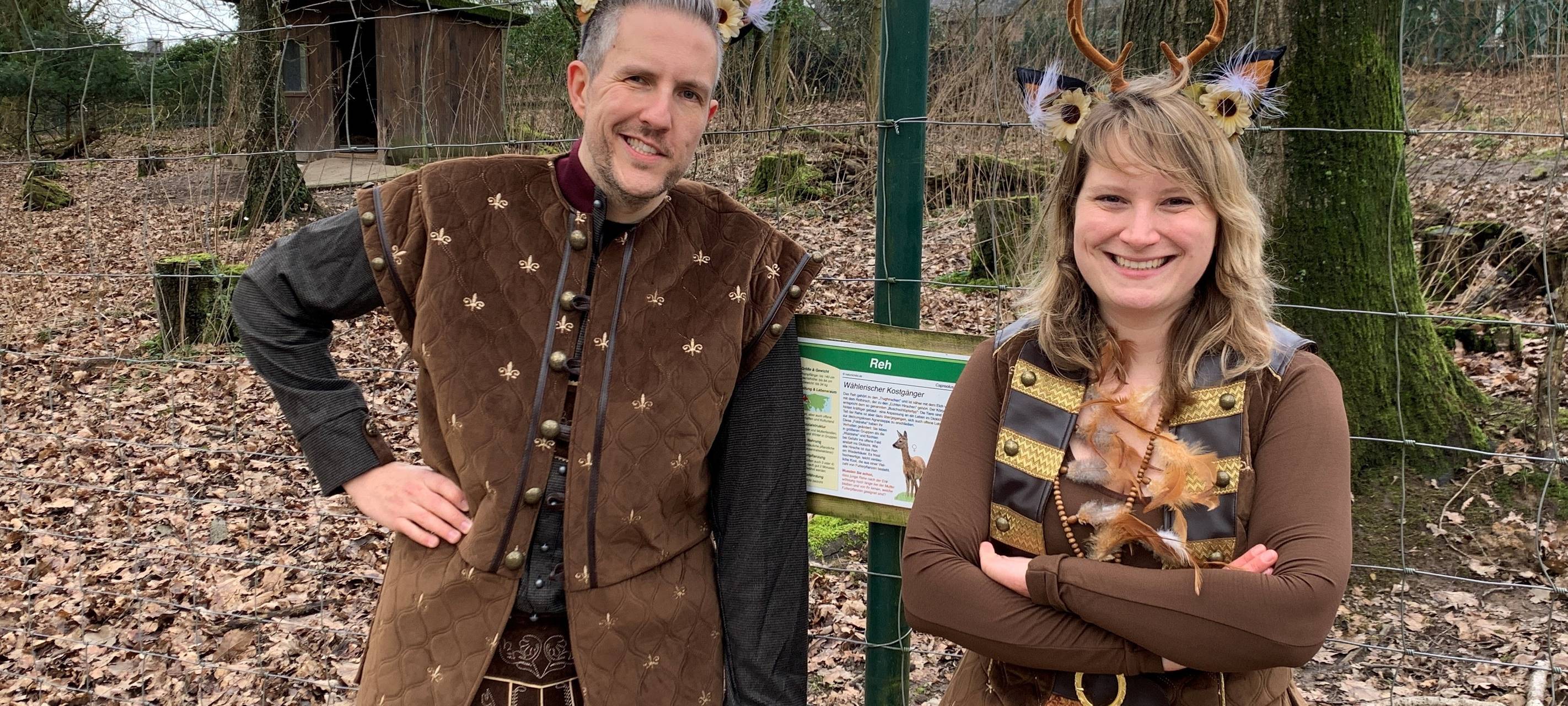 Mit dem Reh-Kostüm in der Fauna