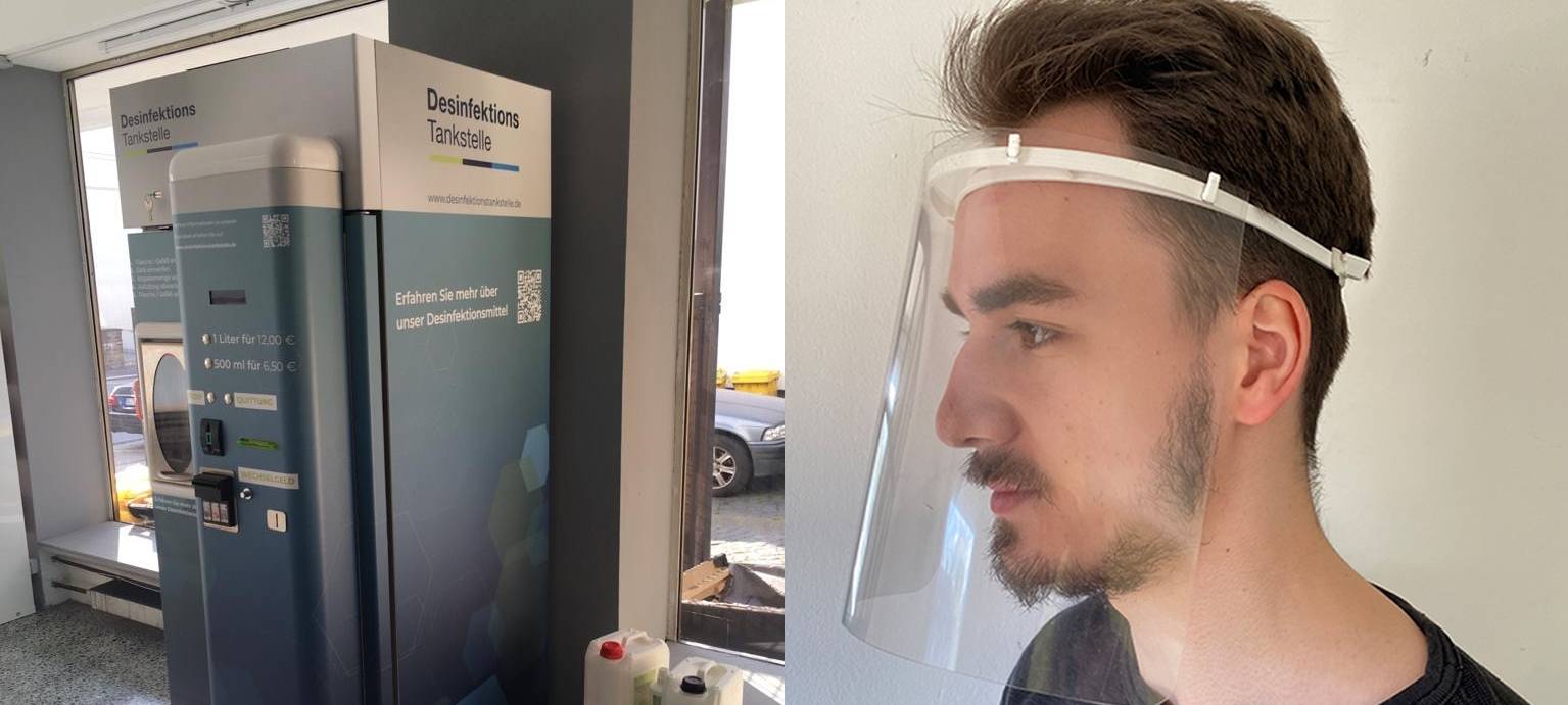 3D-gedruckte Schutzvisiere und getankte Desinfektion
