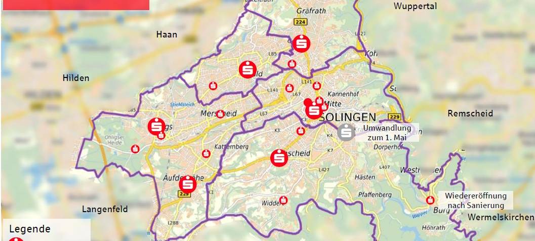 Filialschließungen der Sparkasse in Solingen
