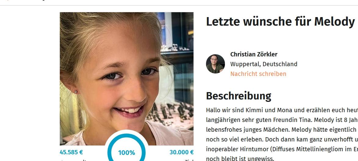 Spendenaktion für Melody
