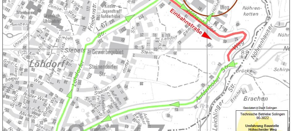 Höhscheider Weg in Solingen ist jetzt eine Einbahnstraße