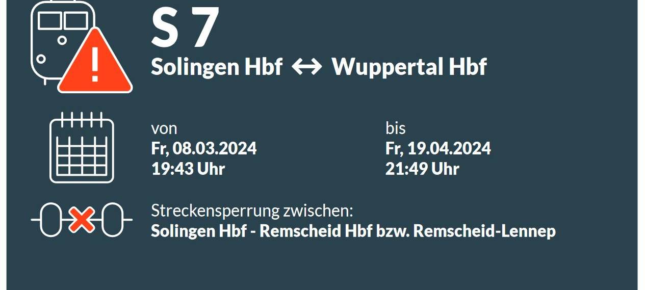 S7 und RE47 fahren ab heute für sechs Wochen nicht