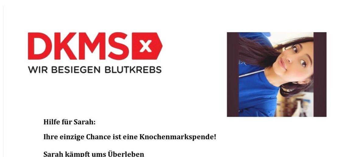 Stammzellenspende: Sarah aus Remscheid kämpft ums Leben