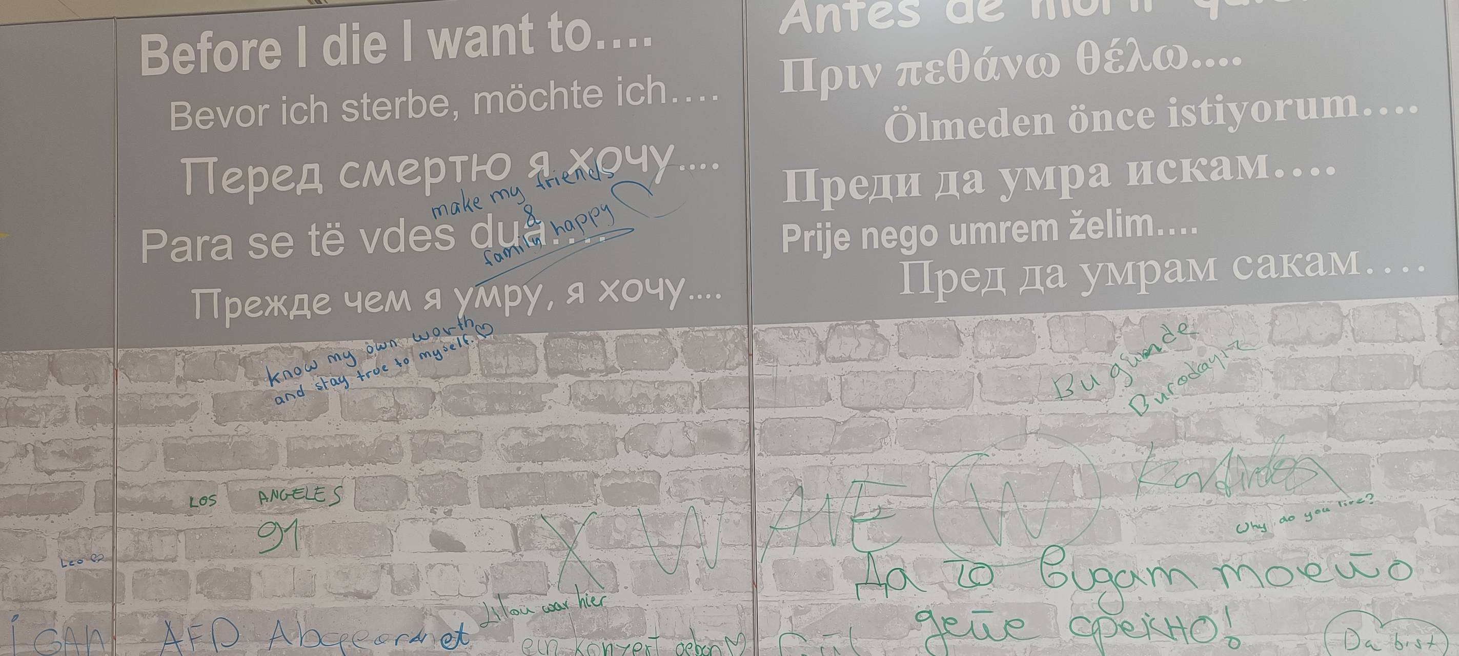 Die Wall "Before I Die" im Allee-Center Remscheid