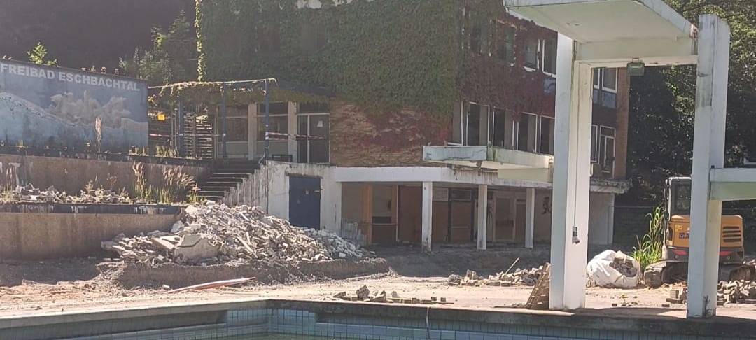 Die Bauarbeiten am Freibad Eschbachtal schreiten voran