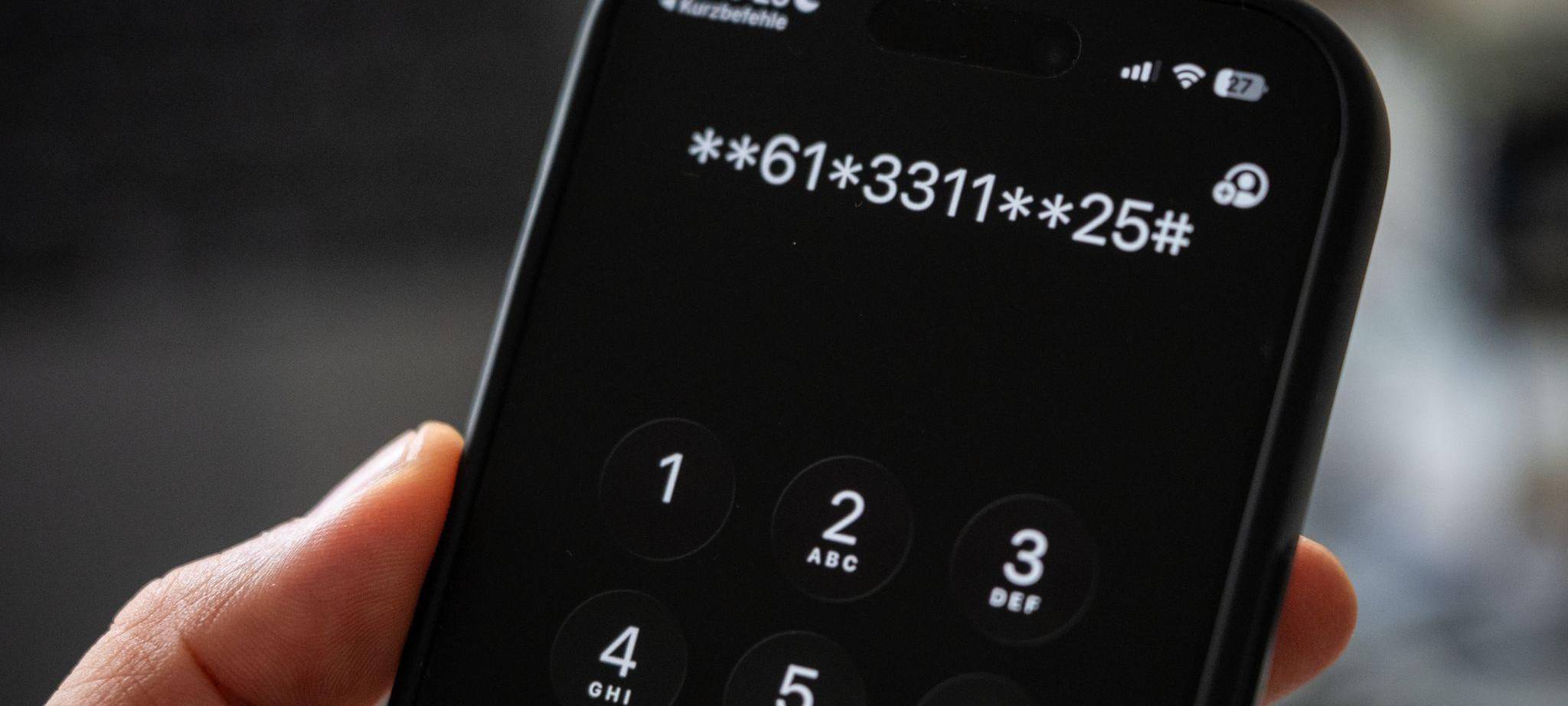 GSM-Code **61*3311**25# auf dem Disply eines iPhone