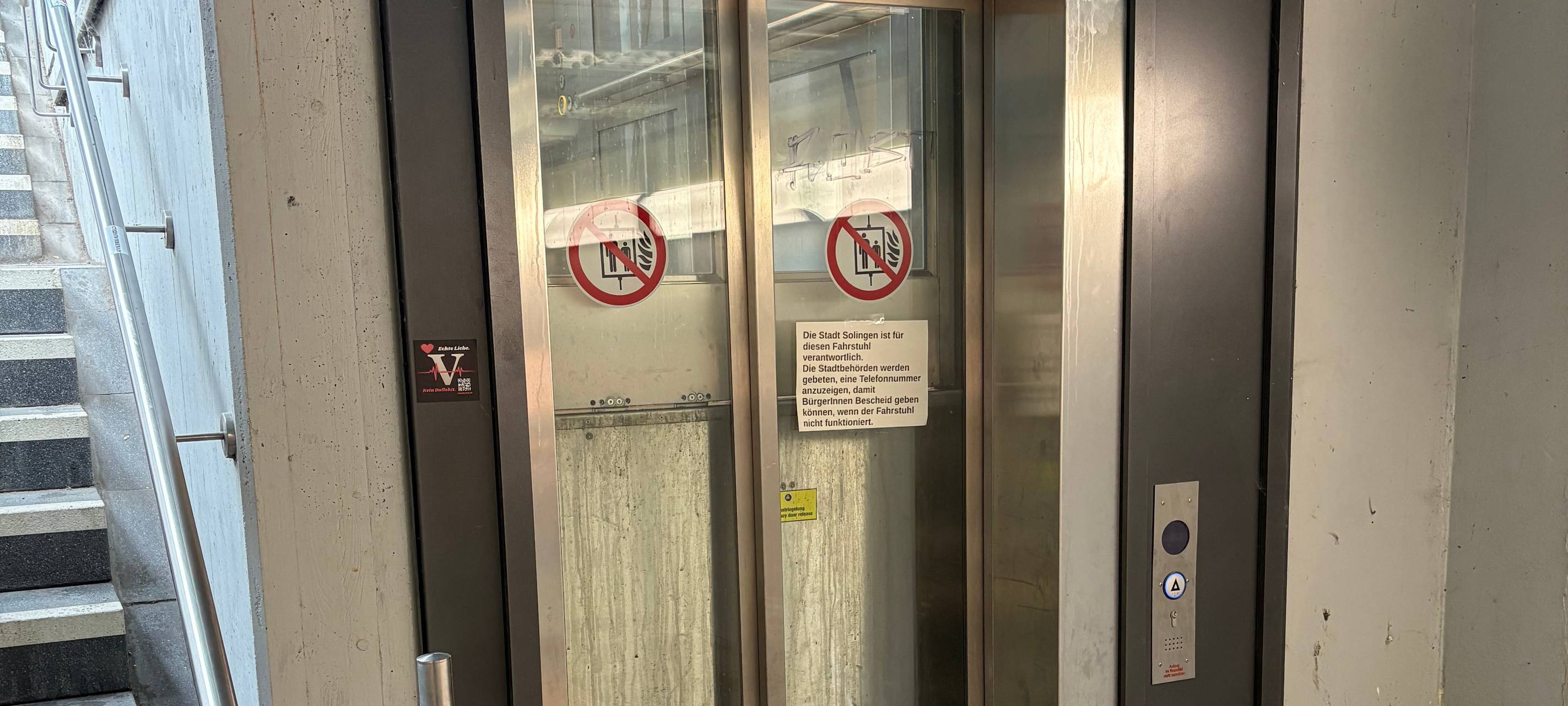 Aufzug am Hbf-Solingen ist immer wieder kaputt