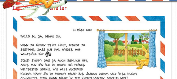 Der Hase Felix schreibt einen Brief gegen Corona