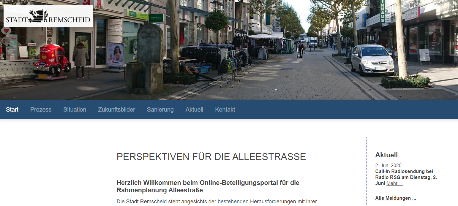 REMSCHEID Onlinebefragung zur Zukunft der Alleestraße